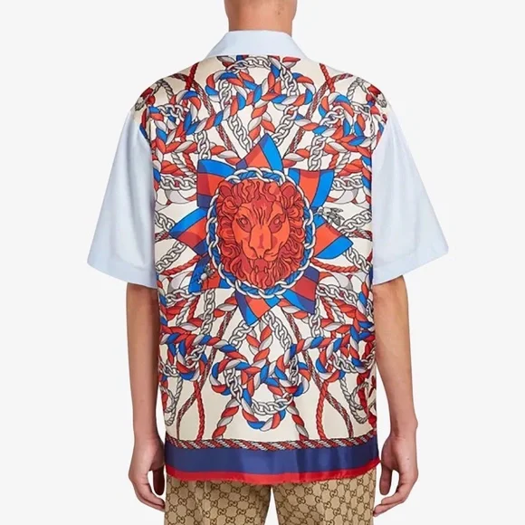 GUCCI PATCH POCKET BOWLING SHIRT LIGHT BLUE - Picture 15 of 16